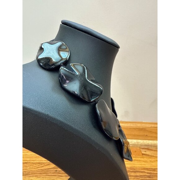 Black Chunky Statement Necklace With Adjustable Chain & Large Beads - Picture 3 of 4